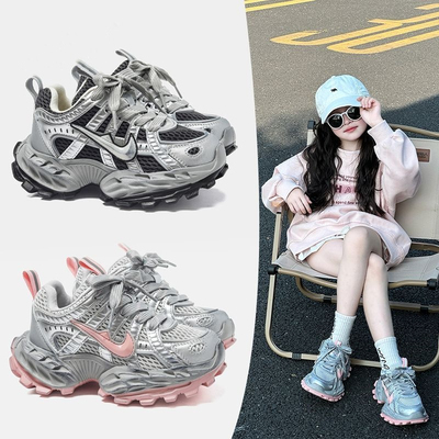 儿童老爹鞋2025年春季新款潮牌网面做旧风女童运动鞋透气男童鞋子