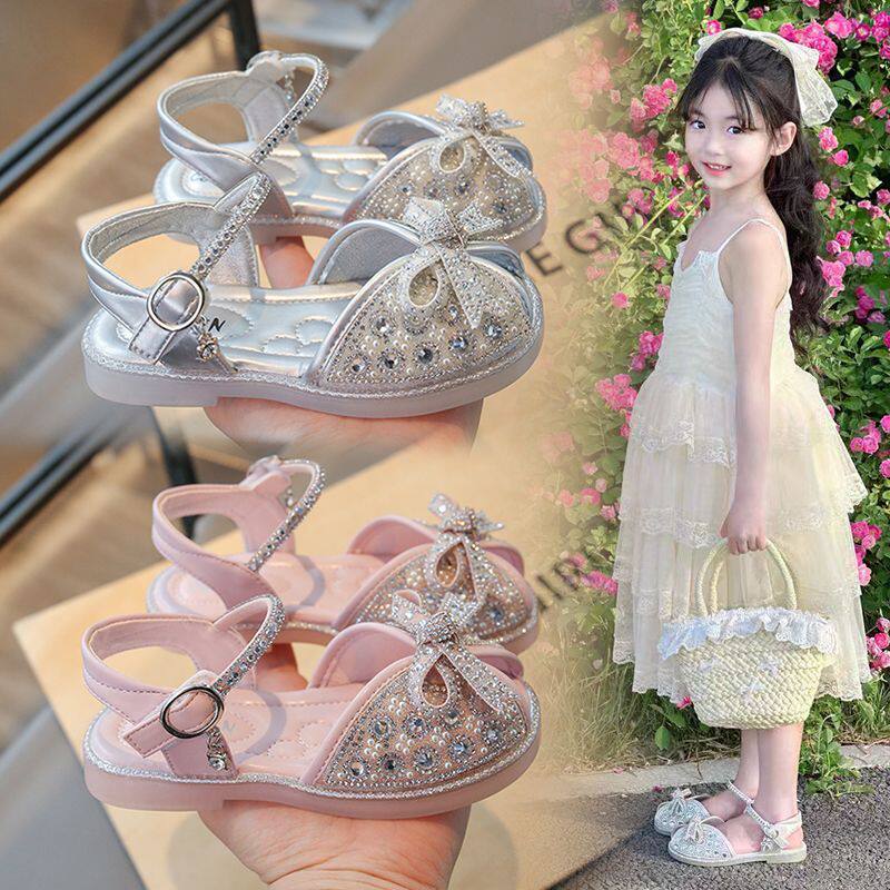 女童凉鞋包头夏款2025新款儿童鞋子闪亮水晶爆款公主女宝软底夏季图片