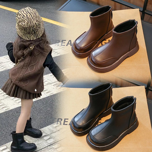 儿童马丁靴女童靴子皮靴新款2025短靴宝宝男童加绒鞋子秋冬英伦风