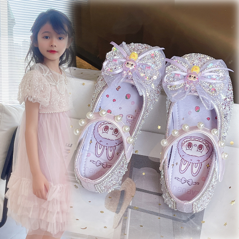 女童水晶鞋2025秋儿童拉布布公主风公主皮鞋新款软底单鞋宝宝鞋子