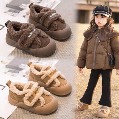 儿童棉鞋2025冬季新款男童雪地靴皮毛一体防水女童毛毛鞋加绒加厚