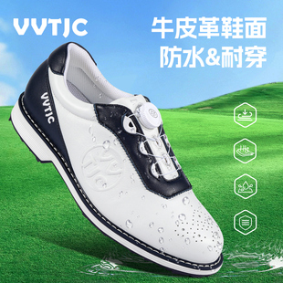 真皮韩国高尔夫球鞋男鞋男款gfore男士鞋旋转扣系带运动鞋绿色白