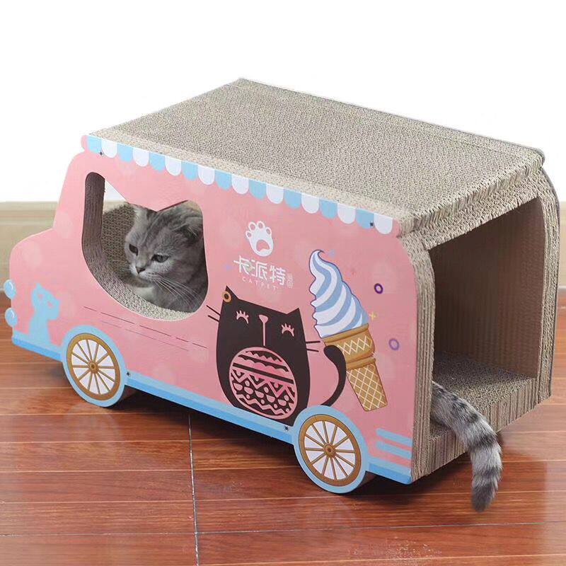 包邮 瓦楞猫玩具 猫咪用品 磨爪 加厚耐咬 冰激凌车 披萨车独立包