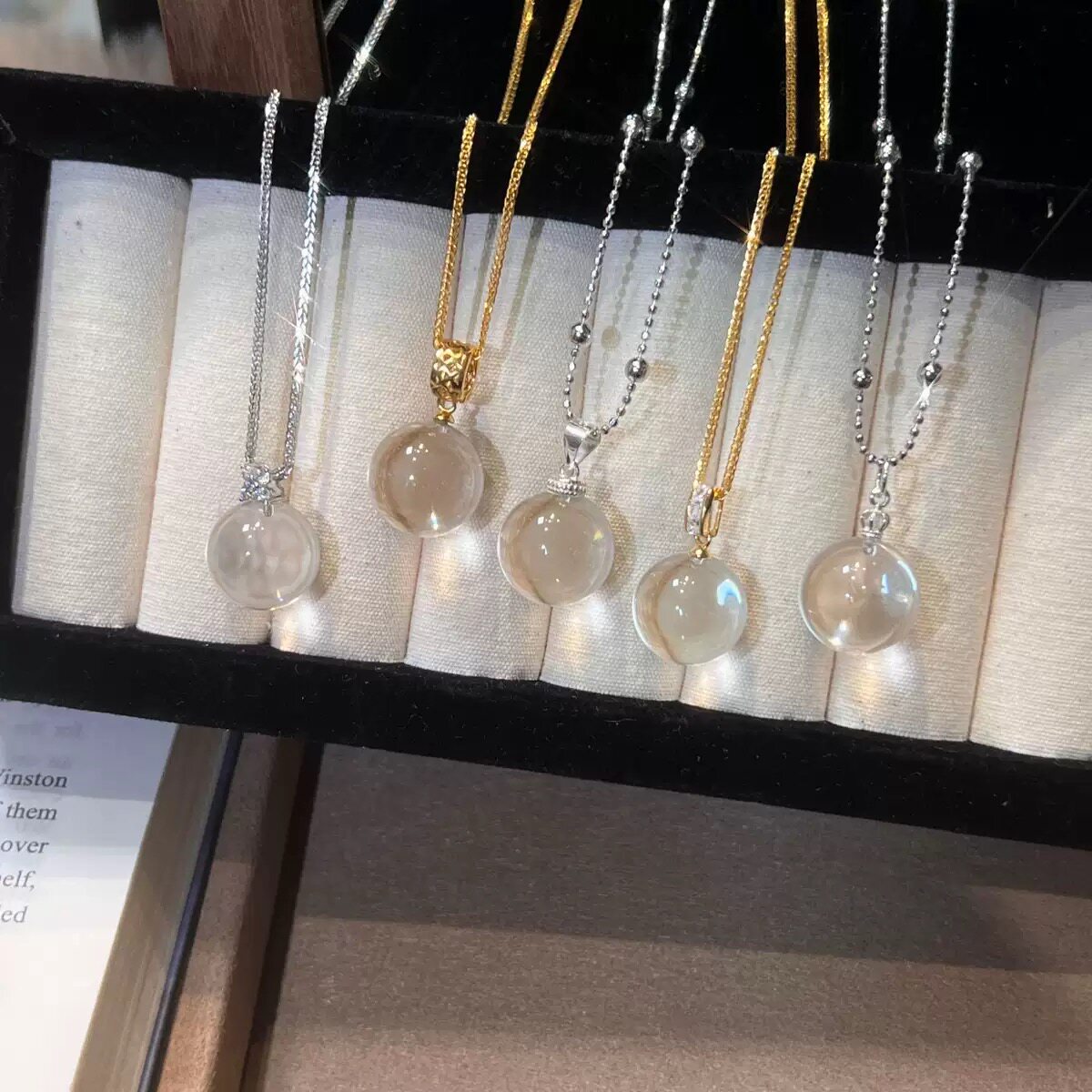 2026新款S925纯银天然冰透白水晶吊坠项链锁骨链气质女款饰品配饰