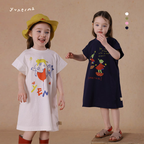 允儿妈女童可爱短袖T恤连衣裙