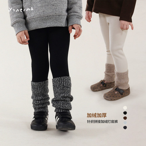 允儿妈女童冬季加绒拼接打底裤