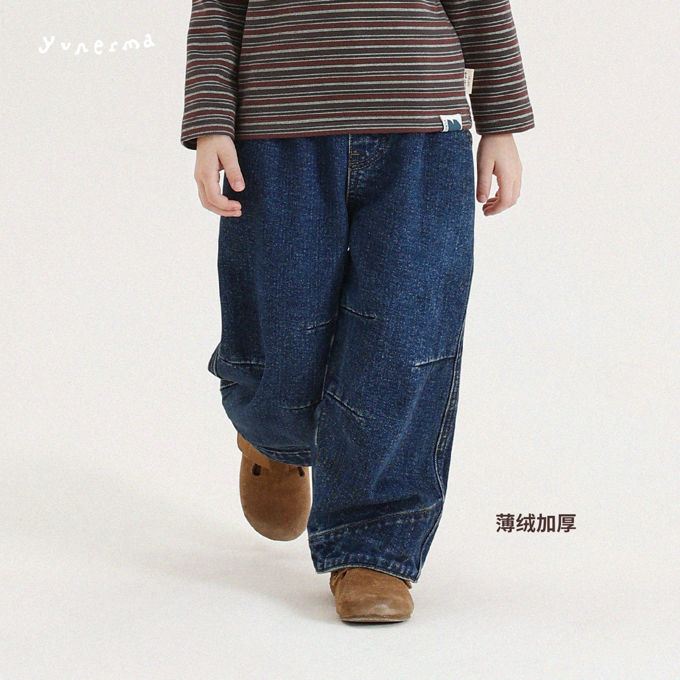 允儿妈女童冬季小众磨毛牛仔裤儿童新款加厚直筒裤宝宝保暖裤子潮