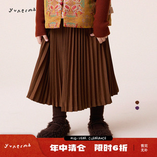 允儿妈女童秋冬气质百搭百褶半身裙儿童冬季中长款半裙宝宝裙子潮