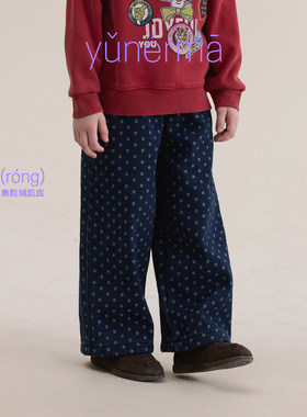 允儿妈女童冬季加绒波点牛仔裤