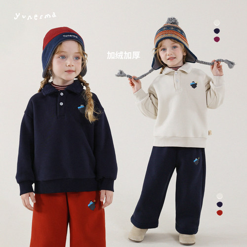 允儿妈加绒polo卫衣加厚运动裤