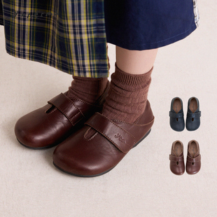 新款 公主鞋 复古牛皮魔术贴小皮鞋 法式 儿童单鞋 允儿妈女童2026春季