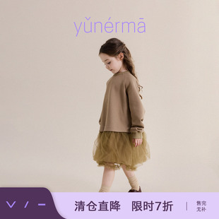 允儿妈女童秋季新款网纱拼接连衣裙儿童春秋卫衣裙宝宝公主裙纱裙