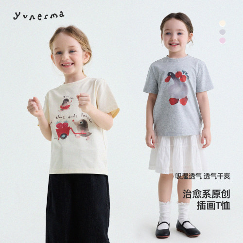 允儿妈女童夏季百搭卡通短袖T恤