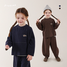宝宝秋季简约圆领套头卫衣休闲裤套装允儿妈春秋时尚上衣儿童卫裤