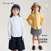 上衣潮 儿童简约衬衣新款 允儿妈女童2026纯亚麻翻领气质亲子装 衬衫