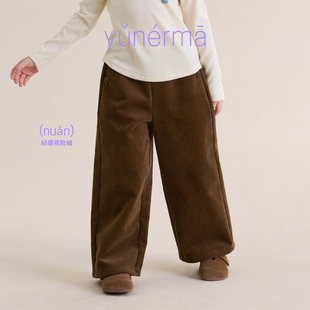 允儿妈女童冬季加绒加厚灯芯绒直筒裤儿童新款保暖休闲裤宝宝长裤