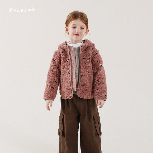 允儿妈女童冬季连帽毛毛加绒外套
