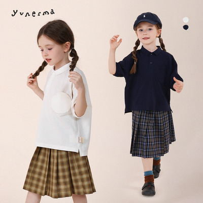 允儿妈女童春季翻领polo短袖T恤