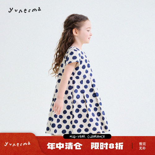 允儿妈女童法式小众波点连衣裙
