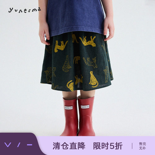 允儿妈女童夏季复古卡通猫咪短裙