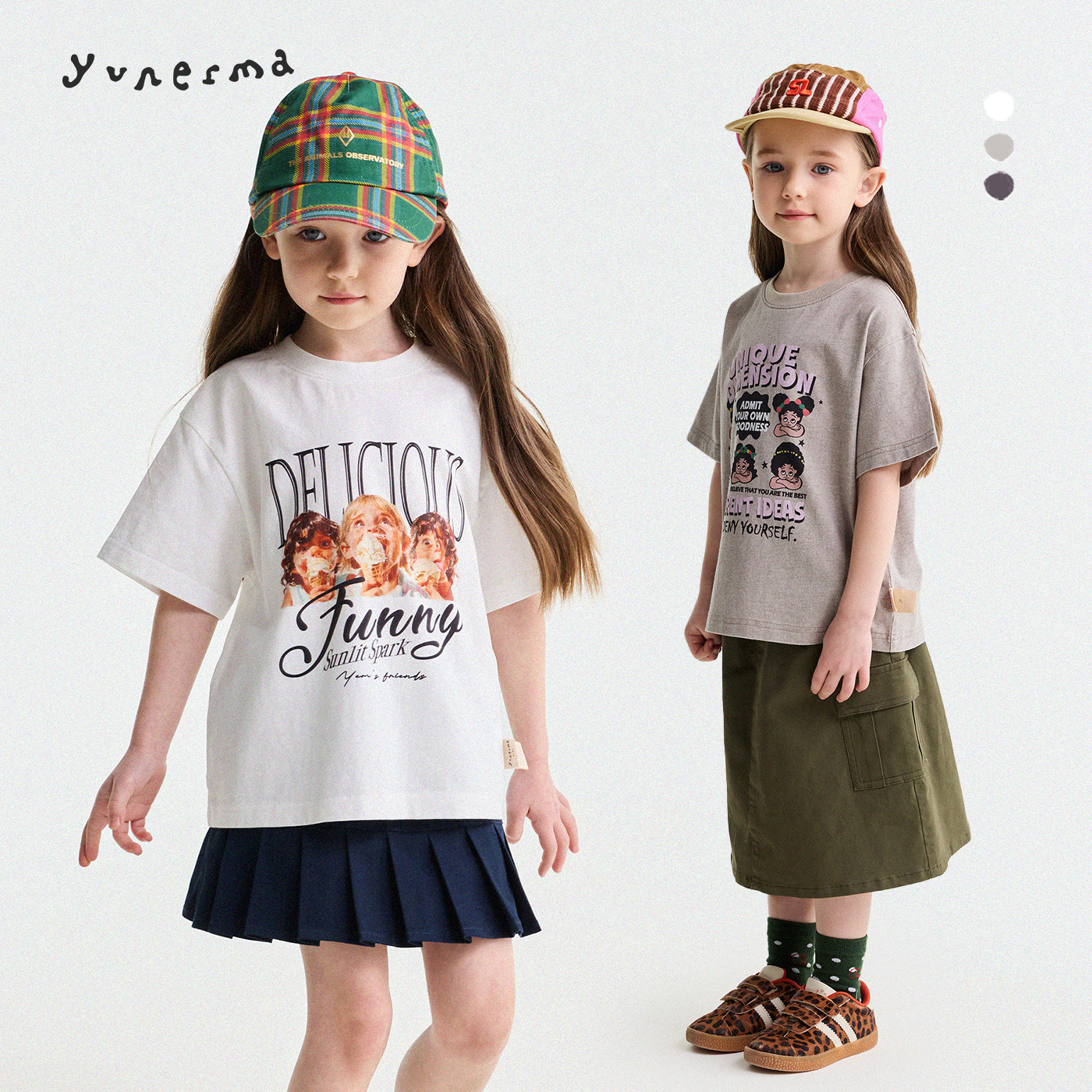 宝宝夏季新款美式复古印花短袖允儿妈女童2026时尚纯棉T恤上衣潮