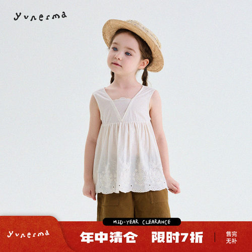 允儿妈女童韩系镂空背心娃娃衫