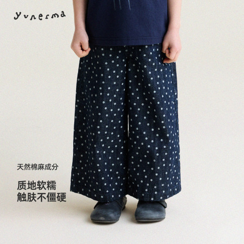 允儿妈女童春夏波点直筒牛仔裤