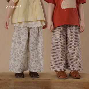 儿童洋气裤 允儿妈女童夏季 宝宝纯棉休闲裤 韩系碎花防蚊裤 子潮 新款