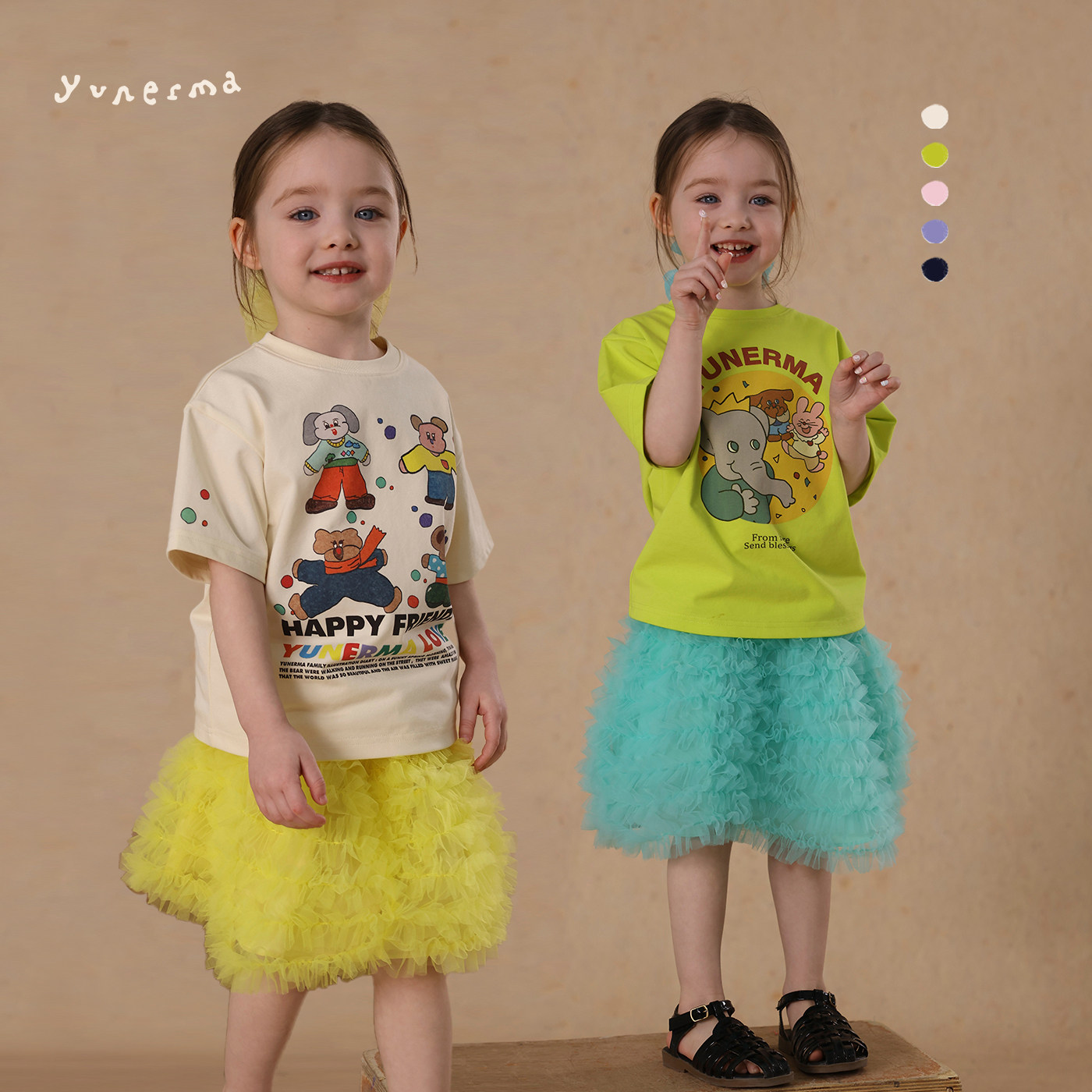 【原创插画师合作款】允儿妈女童夏季凉感可爱短袖 宝宝洋气T恤潮,童装/婴儿装/亲子装,T恤,淘宝优惠券,粉丝福利购,淘宝优惠卷