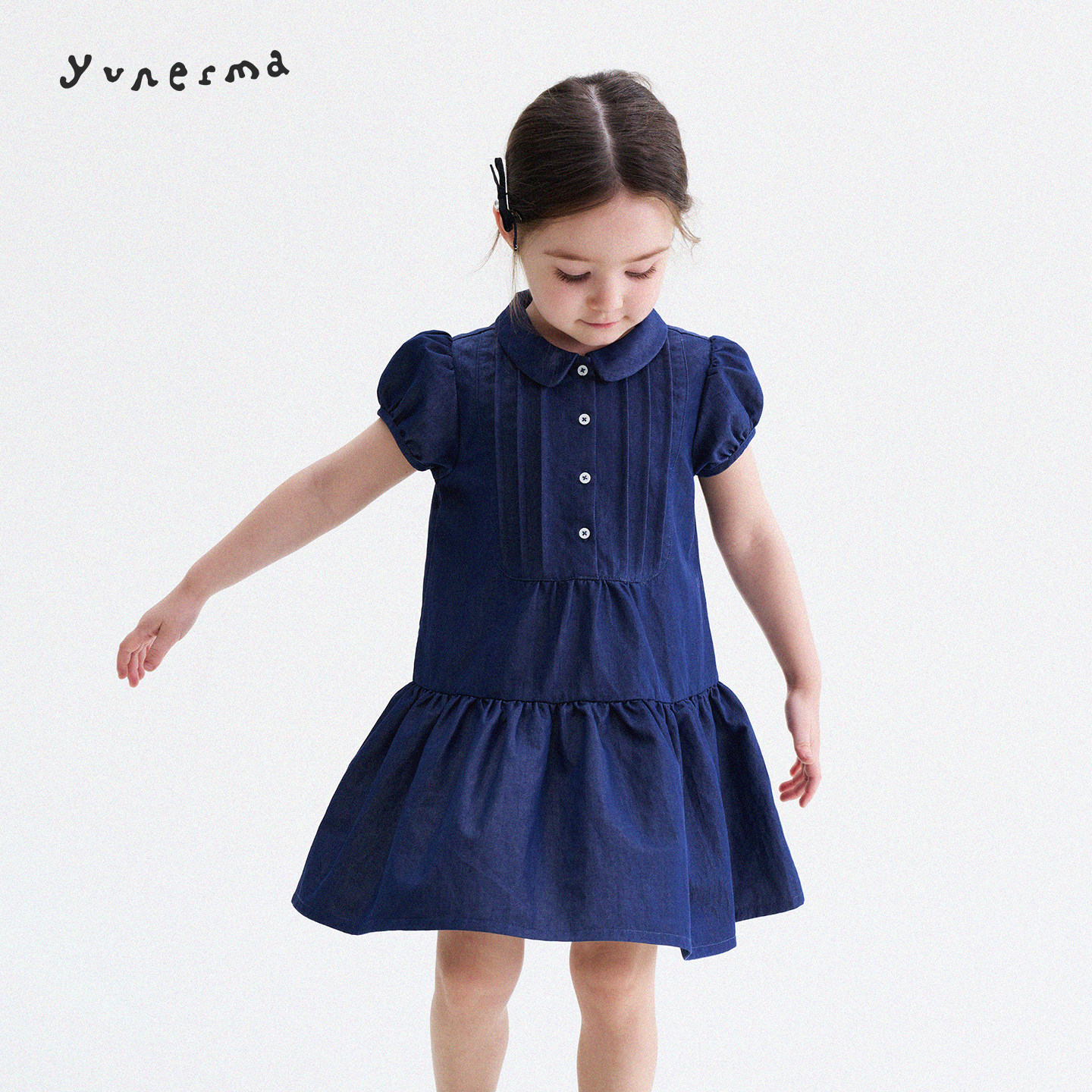 允儿妈韩系小众泡泡袖牛仔裙儿童夏季新款公主裙宝宝气质连衣裙潮