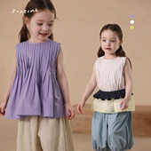 背心上衣潮 宝宝幼儿园百搭无袖 允儿妈女童2025夏季 韩系洋气娃娃衫