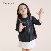 小众刺绣中袖 衬衫 娃娃衫 法式 女孩上衣 儿童2026新款 允儿妈女童春季