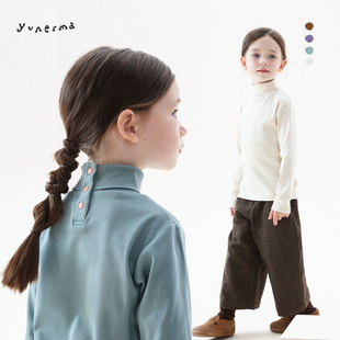 允儿妈女童冬季 儿童秋冬保暖T恤宝宝上衣 长绒匹马棉半高领打底衫