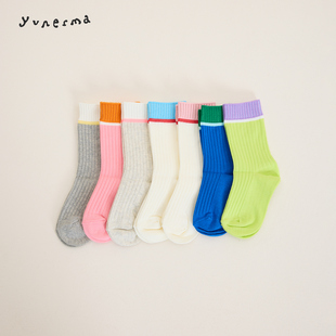 棉袜宝宝春秋洋气袜子潮 百搭拼色短袜女童时尚 儿童2026年春季 新款