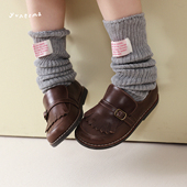 儿童鞋 允儿妈女童春季 宝宝春秋一脚蹬皮鞋 复古牛皮乐福鞋 子潮 新款