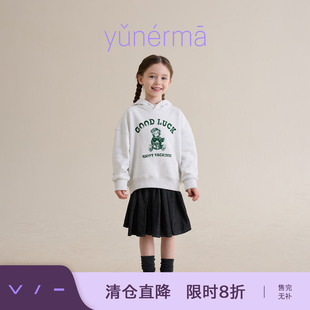允儿妈女童秋季学院风小熊印花连帽卫衣儿童春秋上衣宝宝时尚长袖
