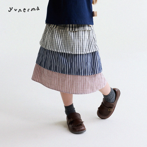 允儿妈女童夏季小众拼接蛋糕半裙