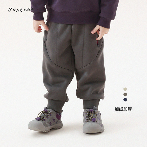幼儿园宝宝休闲百搭加绒束口卫裤