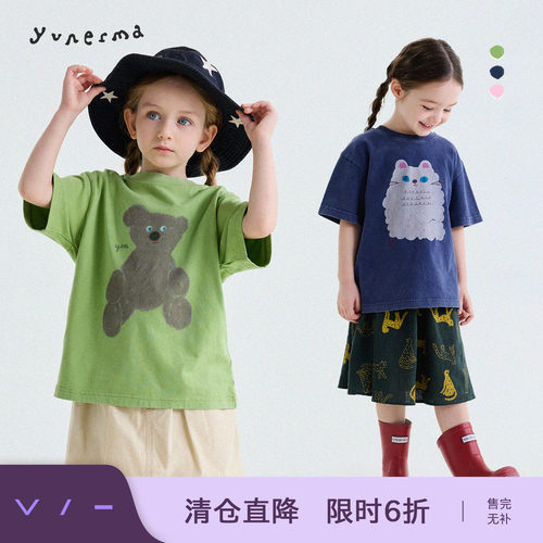 允儿妈夏季可爱做旧卡通T恤短袖