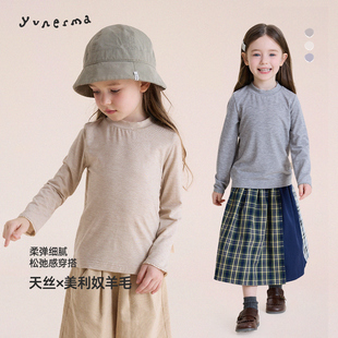 天丝羊毛 长袖 春秋花边袖 儿童春季 T恤上衣 口打底衫 允儿妈女童