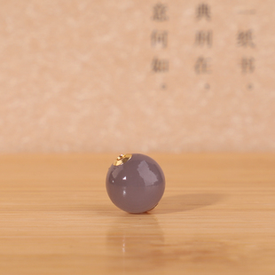 783号10mm 帝廷正品天然新疆和田玉烟紫圆珠18金贴片孔道单珠散珠