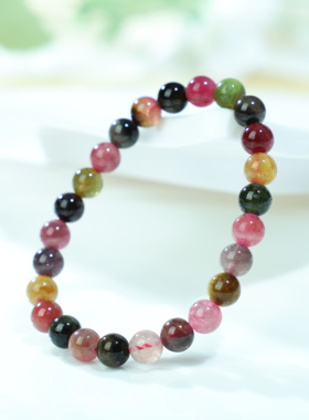 巴西天然水晶饰品单圈碧玺手链