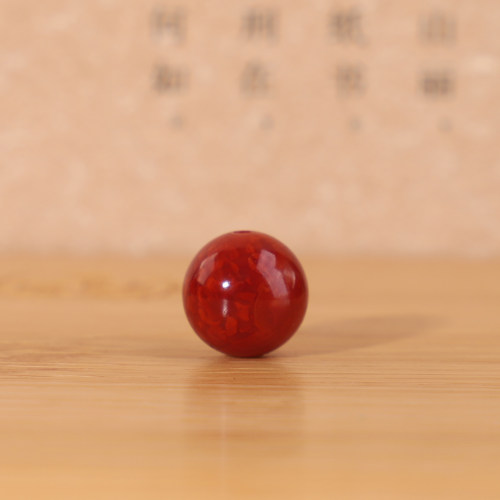 凉山南红圆珠高品火焰纹艳红单珠