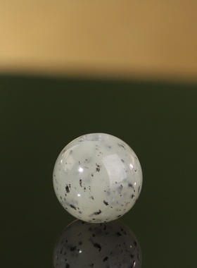 帝廷家！天然和田玉青花圆珠大孔珠单珠单颗孔道3mm02号12mm珠子