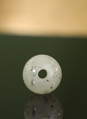 帝廷家！天然和田玉青花圆珠大孔珠单珠单颗孔道3mm01号12mm珠子