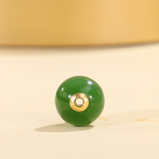 帝廷！正品天然俄料碧玉圆珠18K金贴片镶嵌孔道JKB4号9.3mm单珠