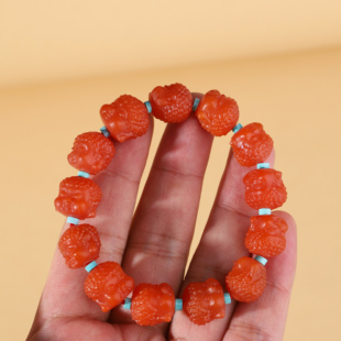 帝廷家！正品天然保山南红手串哑光精雕宝宝佛手链单圈手串13mm