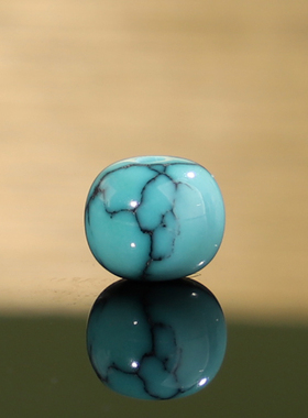 帝廷家！原矿湖北绿松石老型珠单珠铁线纹高瓷蓝绿料6mm一物一图