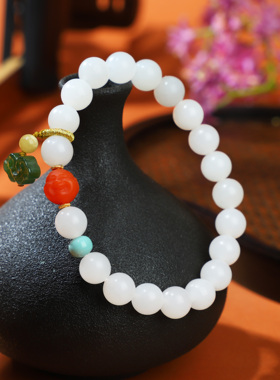 帝廷珠宝家原创设计 和田玉8MM手串女 白玉羊脂玉手链 精致婉约款