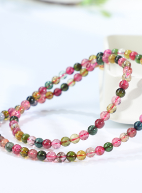 糖果色通透玻璃体碧玺手串